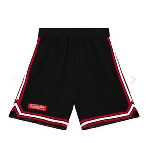 NWT! Mitchell & Ness Branded M&N Box Logo Mesh Short Black Red- Size Small
